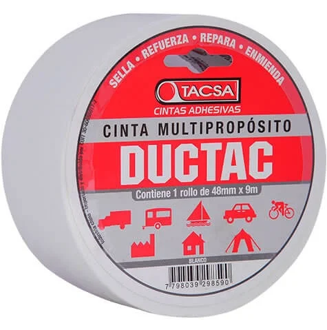 CINTA DUC TAPE BLANCA 48mm x9m